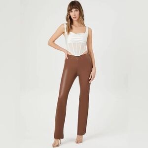 Forever 21 Women's Faux Leather Flare Pants Medium